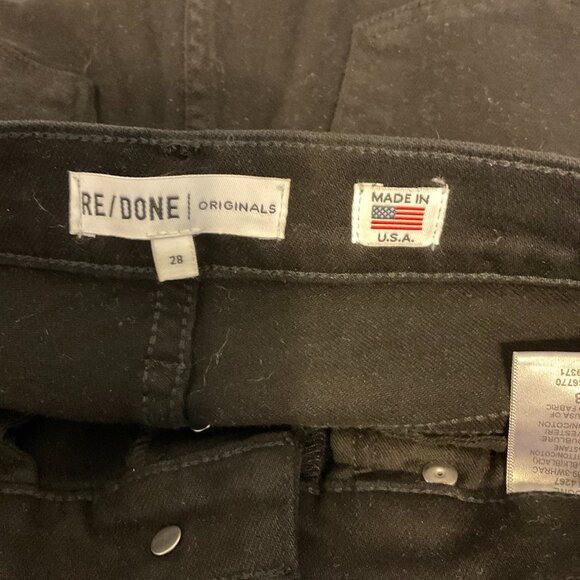 RE/DONE Jeans 28 High Rise Ankle Crop Black Button Fly - Picture 10 of 10